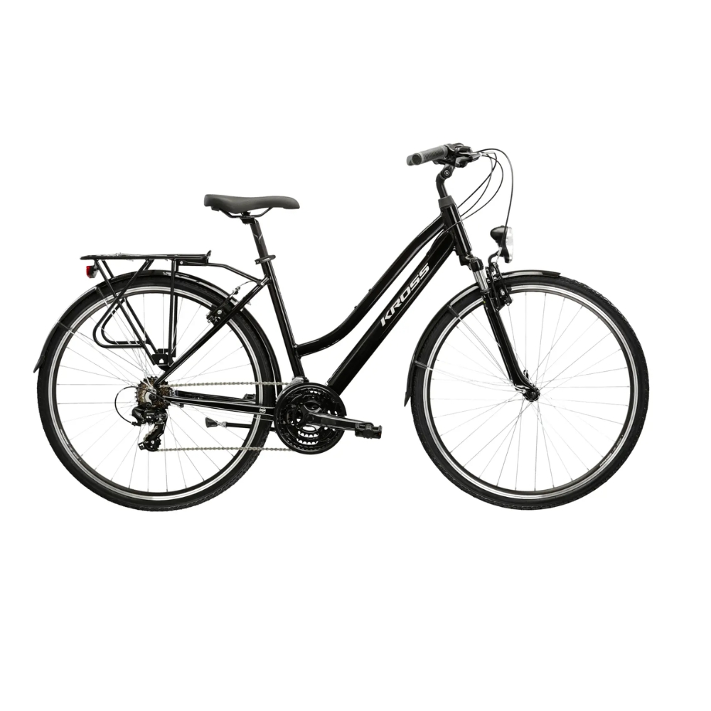 Dámské trekingové kolo Kross Trans 1.0 28" SR Gen 007 L (19", 168-180 cm) černá / šedá / stříbrná / lesk