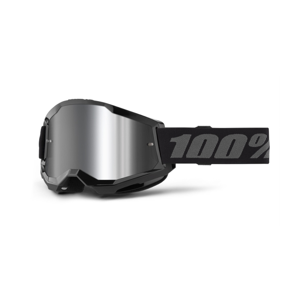 Motokrosové brýle 100% Strata 2 New Mirror  Black, stříbrné plexi