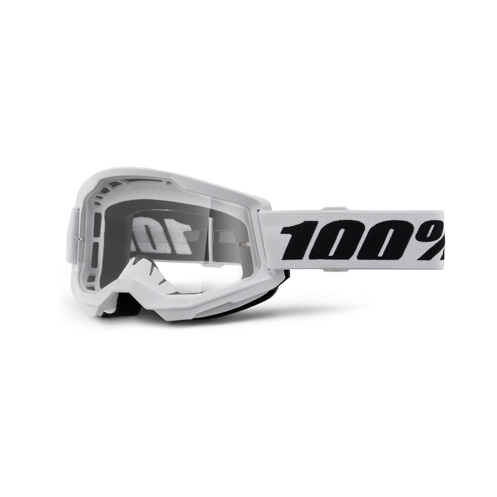 Motokrosové brýle 100% Strata 2 New White bílá, čiré plexi