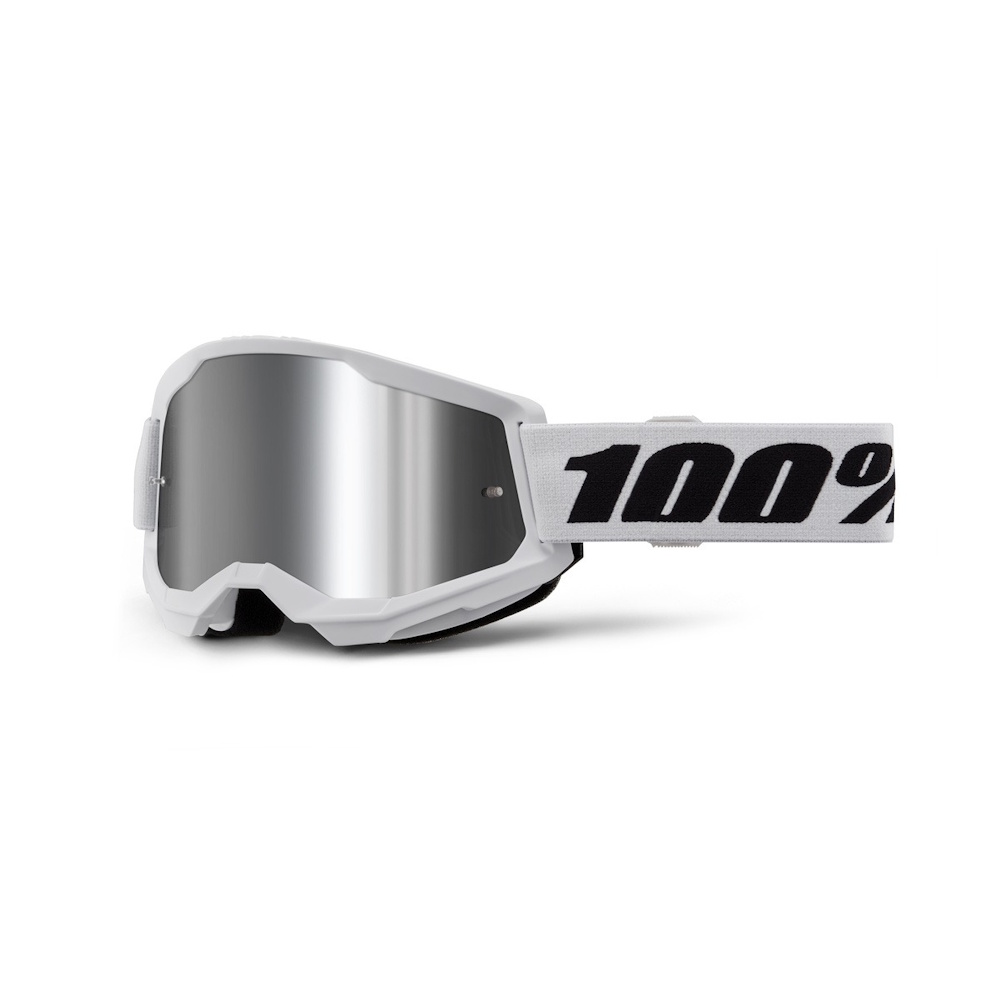 Motokrosové brýle 100% Strata 2 New Mirror Bílé, stříbrné plexi