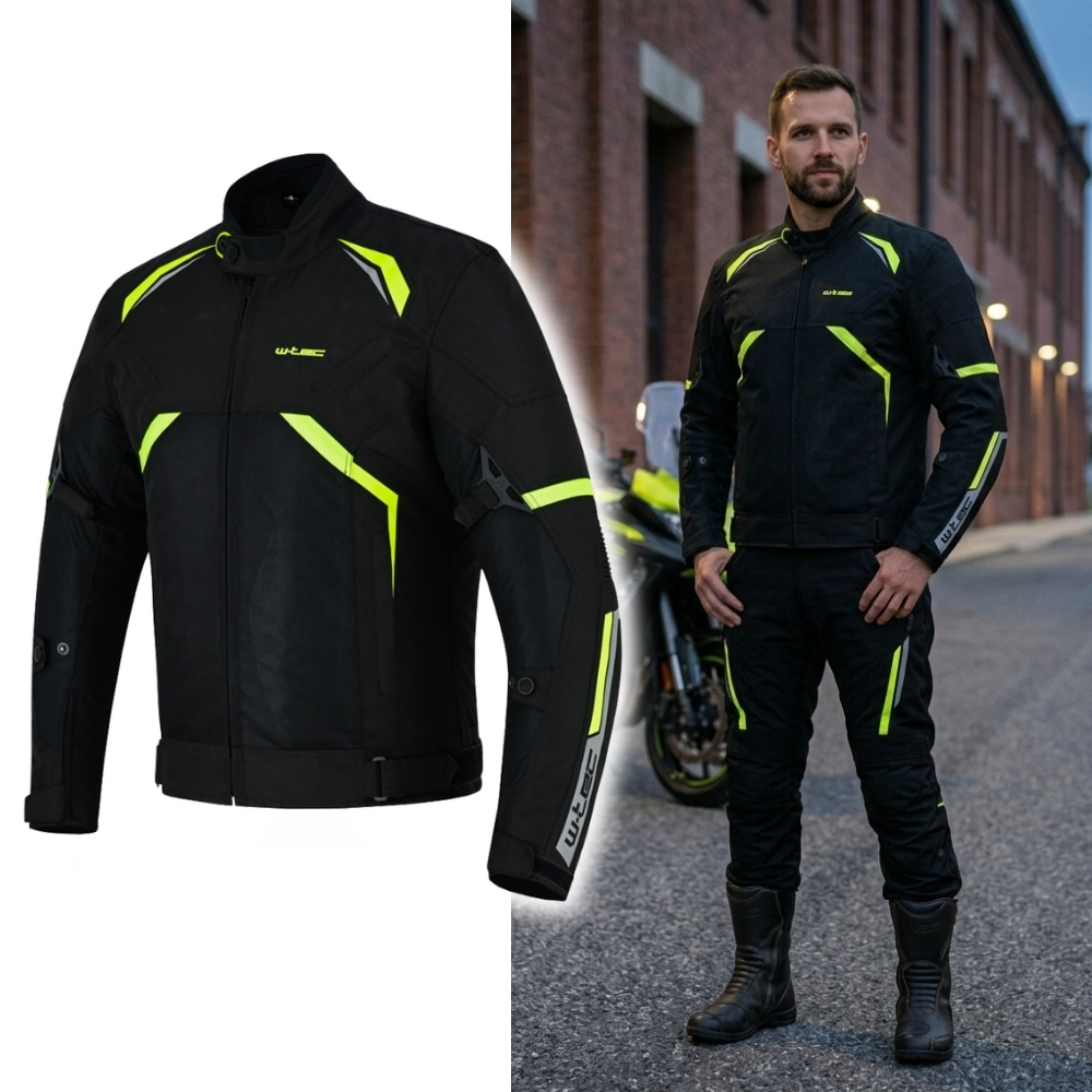 Moto bunda W-TEC Timuco černá-fluo XL rozšířená