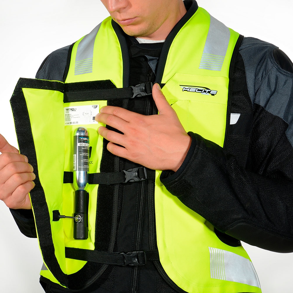Airbagová vesta Helite Turtle 2 HiVis rozšířená, mechanická s trhačkou oranžová L (obrázek 10)
