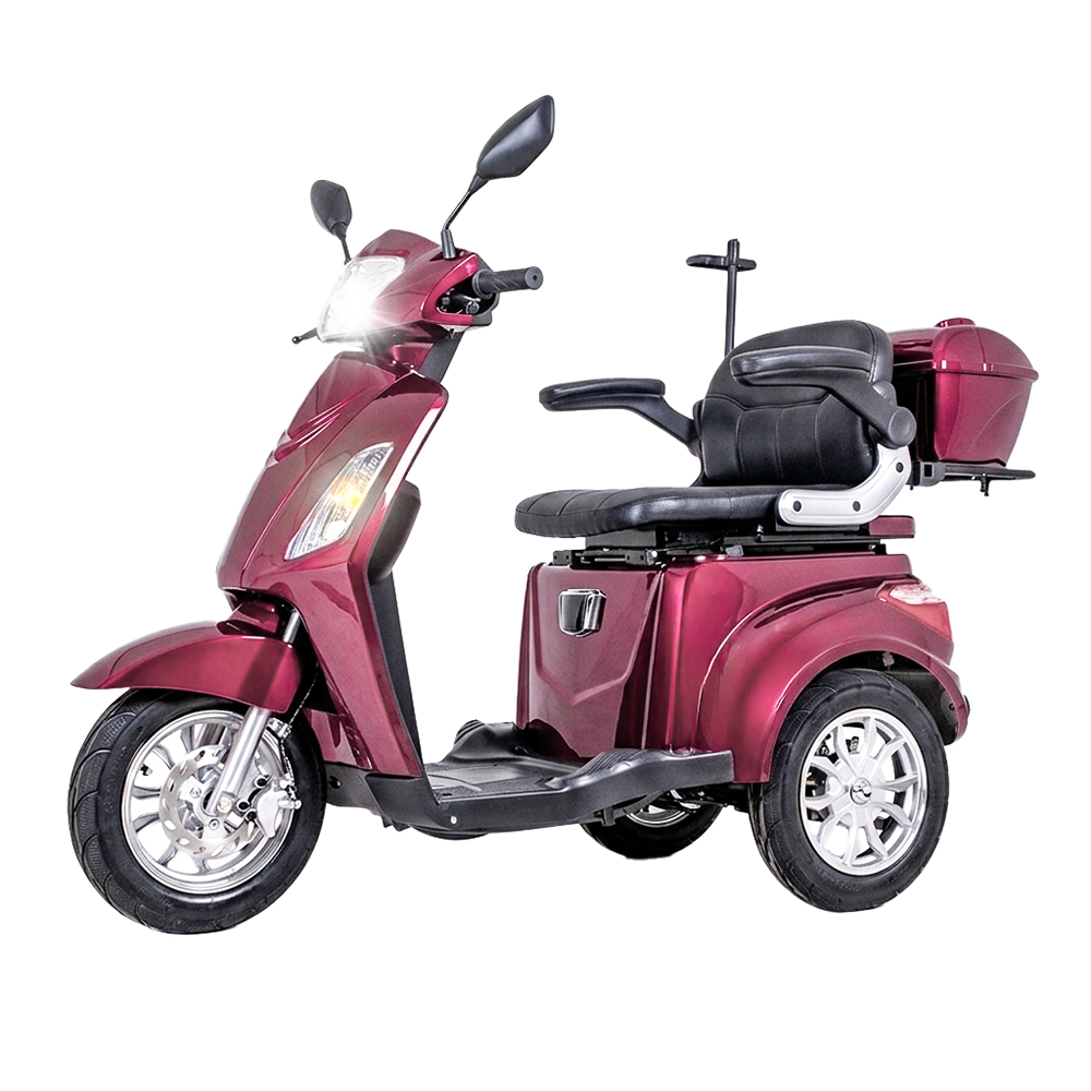 Elektrický tříkolový vozík inSPORTline Zorica Lion s odnímatelnou baterií vínová