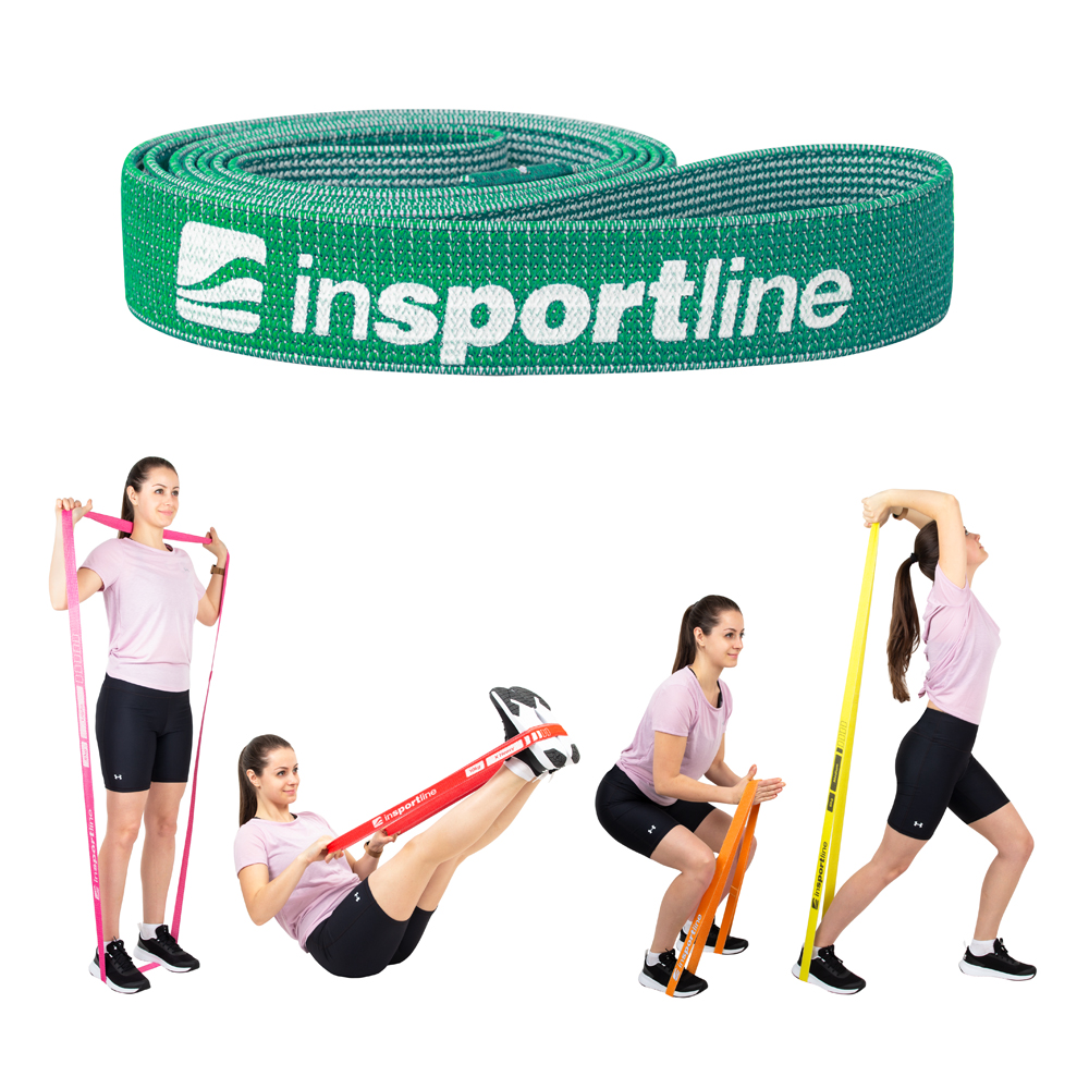 Posilovací guma inSPORTline Rand XX Strong 208x3,3 cm / 13 kg  tmavě zelená