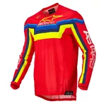 MX dres Alpinestars Techstar Quadro červená/žlutá fluo/modrá