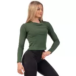 Ribbed Organic Cotton T-Shirt Nebbia 415 - Dark Green