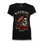 Damski T-shirt, koszulka BLACK HEART Pin Up Skull - Czarny