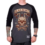 BLACK HEART Chopper Skull Langarm T-Shirt - grau