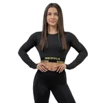 Dámsky crop top s dlhým rukávom Nebbia INTENSE Perform 839 - Black/Gold