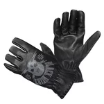 Leather Motorcycle Gloves W-TEC Black Heart Skull