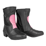 W-TEC Beckie W-5036 Damen-Leder-Motorradstiefel - schwarz-rosa