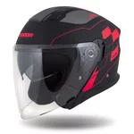 Přilba moto Cassida Jet Tech RoxoR černá matná/červená fluo/šedá