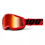 Motocross szemüveg 100% Strata 2 Mirror - piros, tükrös piros plexi