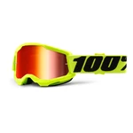 Children’s Motocross Goggles 100% Strata 2 Youth Mirror - Yellow, Mirror Red Plexi