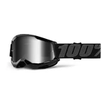Dětské motokrosové brýle 100% Strata 2 Youth Mirror - černá, zrcadlové stříbrné plexi
