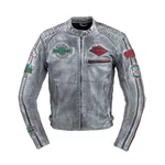 W-TEC Sheawen Worn Grey Herren Leder Motorradjacke - grau