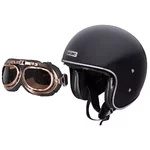 Kask motocyklowy W-TEC Angeric Gloss Black z goglami Steamrust - Gloss Black