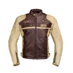 W-TEC Retro Herren-Motorradjacke aus Leder - schwarz-braun-beige