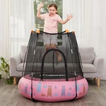Pompowana trampolina dla dzieci z siatką inSPORTline Nufino 120 cm - Różowy