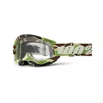 Motocross Goggles 100% Strata 2 New - War camo, čiré plexi