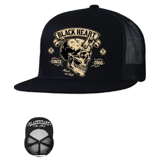 Snapback BLACK HEART Devil Skull Trucker - fekete