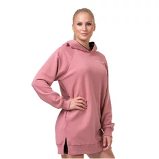 Długa bluza damska z kapturem Nebbia Everyday Hero 580 - Stara Różyczka