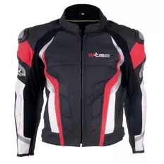 Męska skórzana kurtka motocyklowa W-TEC Velocity - Czarno-czerwony