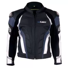 Męska skórzana kurtka motocyklowa W-TEC Velocity - Czarno-niebieski