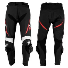 Pánské kožené moto kalhoty W-TEC Vector - černo-červená