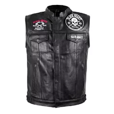 Skórzana kamizelka motocyklowa W-TEC Black Heart Rumbler - Czarny