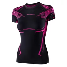Dámské funkční triko Brubeck Dry s krátkým rukávem - Black/Fuchsia