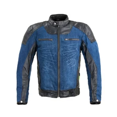 Skórzano-dżinsowa kurtka motocyklowa W-TEC Kareko - Niebieski