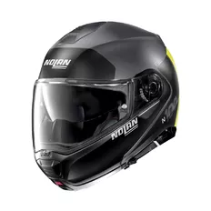 Moto prilba Nolan N100-5 Plus Distinctive N-Com P/J - Flat Lava Grey-Yellow