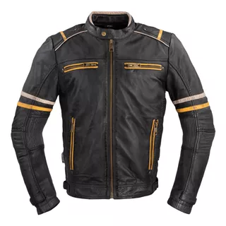 Herren Leder Motorradjacke W-TEC Traction - schwarz