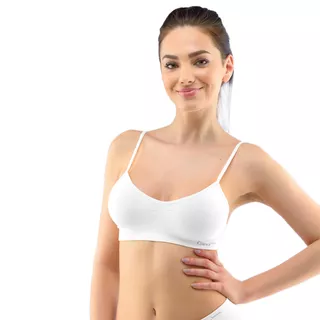 Women’s Bra Top with Narrow Shoulder Straps Bamboo PureLine - White