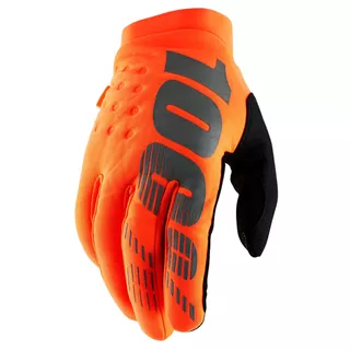 Moto Glove 100% Brisker fluo oranžová/černá