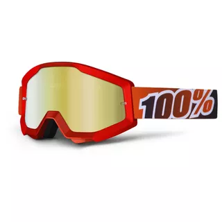 100% Strata Motocross Brille - Equinox weiß, blaues Chrom Plexiglas mit Bolzen für Abreißfolie