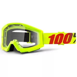 Motocross Goggles 100% Strata - Hope Blue, Clear Plexi with Pins for Tear-Off Foils - Mercury Fluo Yellow, Clear Plexi with Pins for Tear-Off Foils