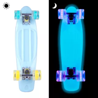 Svetleči pennyboard WORKER Lumy 22" - Modrá s barevnými kolečky