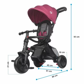 Three-Wheel Stroller w/ Tow Bar Coccolle Alegra - Magenta