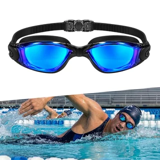 Plavecké brýle inSPORTline Clariflow Mirror - černá s modrými zrcadlovými skly