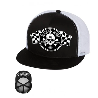 Snapback Hat BLACK HEART Start Flag Trucker - White - White