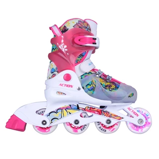 Adjustable Children’s Rollerblades with Light-Up Wheels Action Doly - Pink