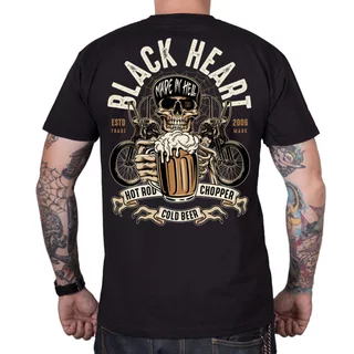 Koszulka motocyklowa męska t-shirt BLACK HEART Beer Biker - Czarny