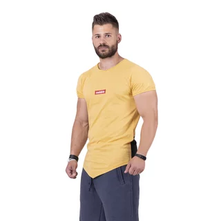Męska koszulka fitness Nebbia Red Label V-typical 142 - musztarda