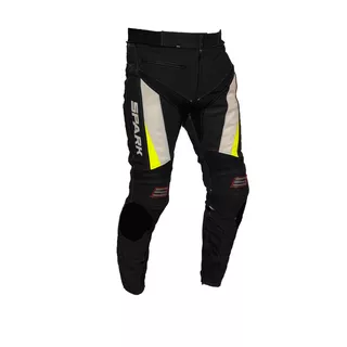 Men’s Leather Moto Pants Spark ProComp - XL - Black-White-Fluo