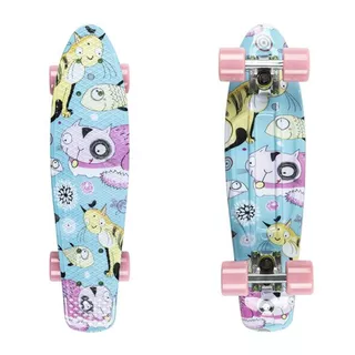 Penny Board Fish Print 22" - Silver-Summer Purple Cats