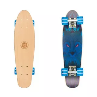 Penny Board Fish Classic Wood - Logo White - Blue Fox