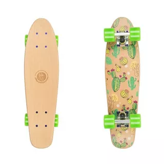 Penny Board Fish Classic Wood - Flowers-Silver-Transparent Blue - Cactus