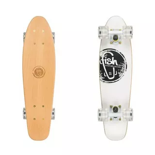 Penny Board Fish Classic Wood - 70s-Green-Black - Logo White